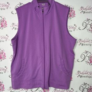 Alia rhinestone vest zip up sweater purple bling crusts diamonds by pockets